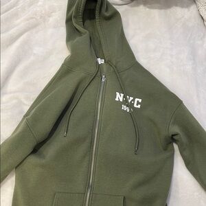 Olive Green Hoodie with NYC Print